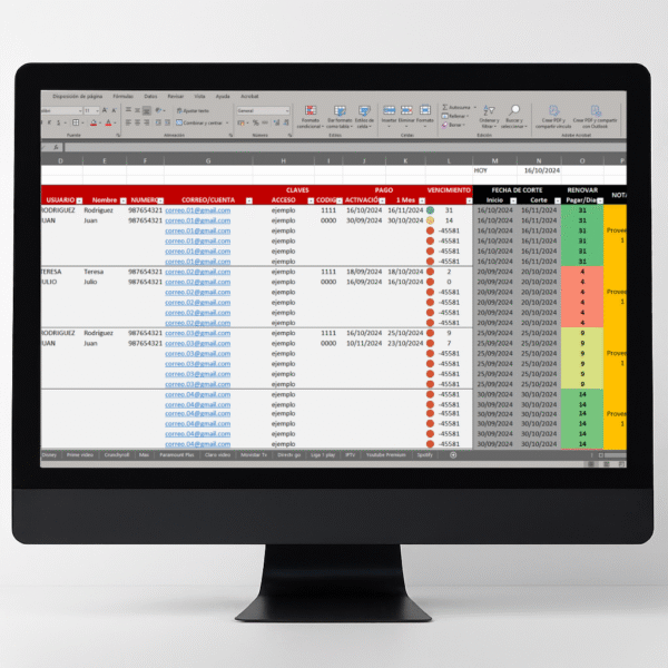 Plantilla streaming Plantilla de clientes